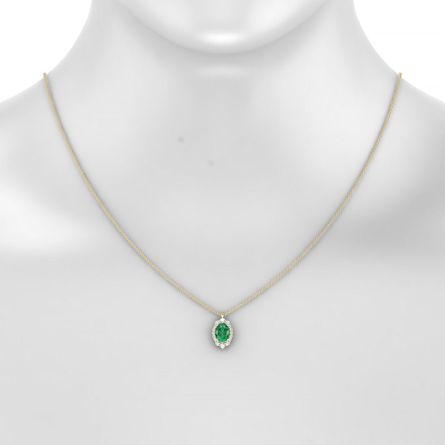Romance | 18k Yellow Gold 8 x 6 mm Oval Emerald Pendant