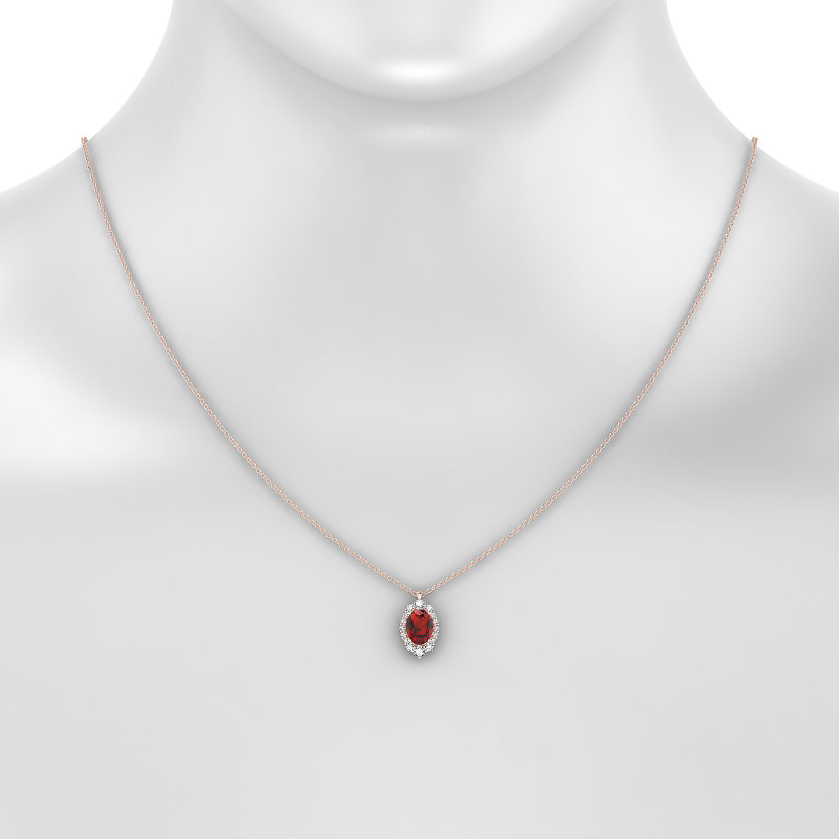 Romance | 18k Rose Gold 8 x 6 mm Oval Garnet Pendant