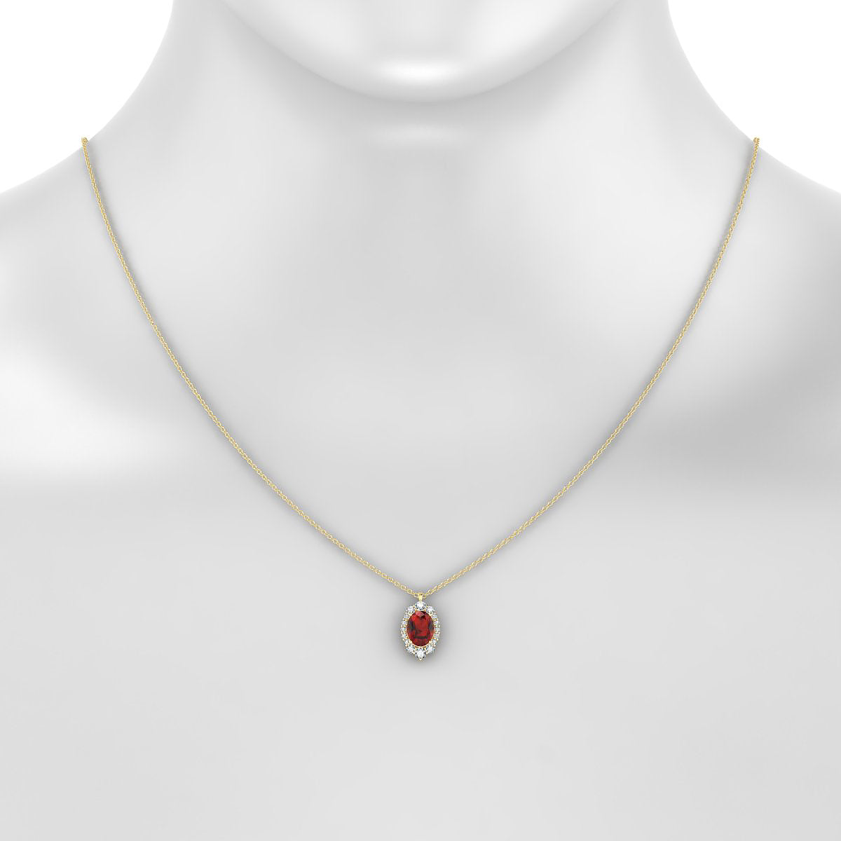 Romance | 18k Yellow Gold 8 x 6 mm Oval Garnet Pendant