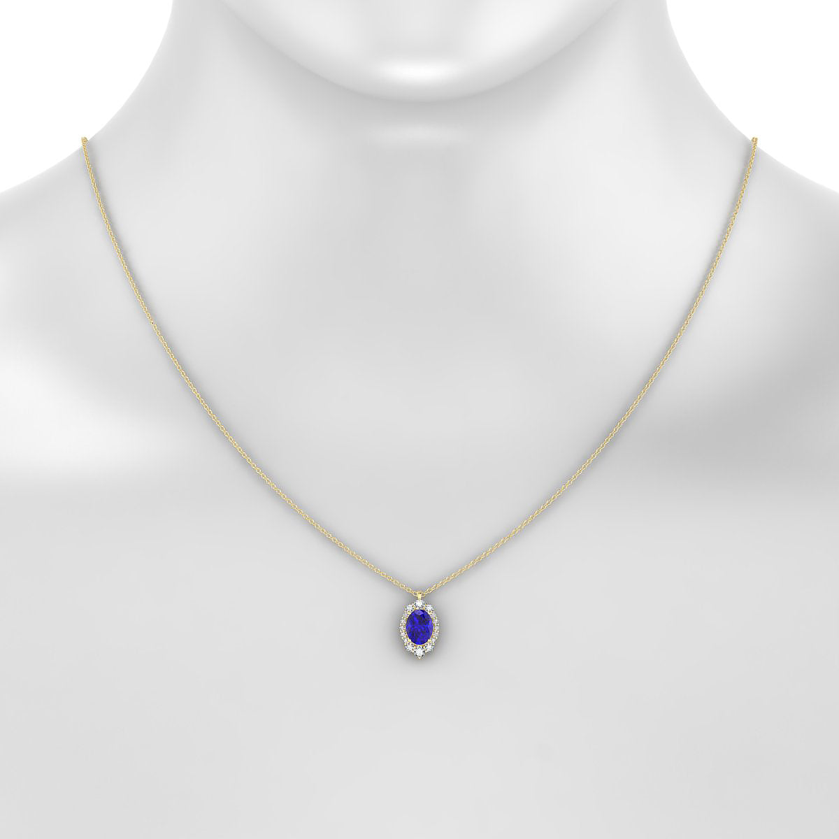 Romance | 18k Yellow Gold 8 x 6 mm Oval Tanzanite Pendant