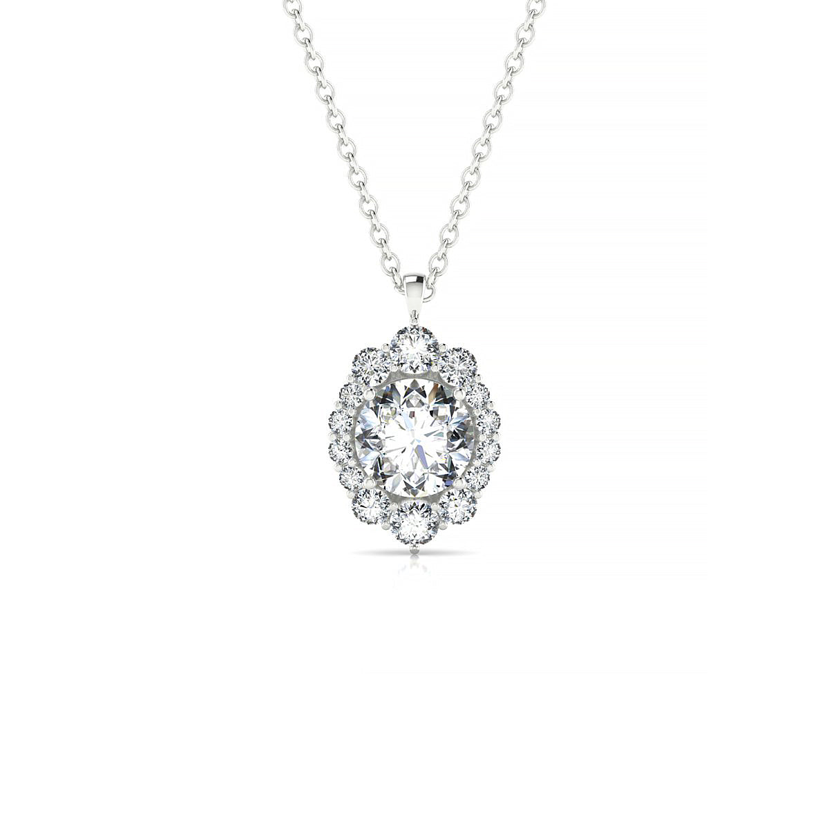 Romance | 18k White Gold 5.7 mm Round Diamond Pendant
