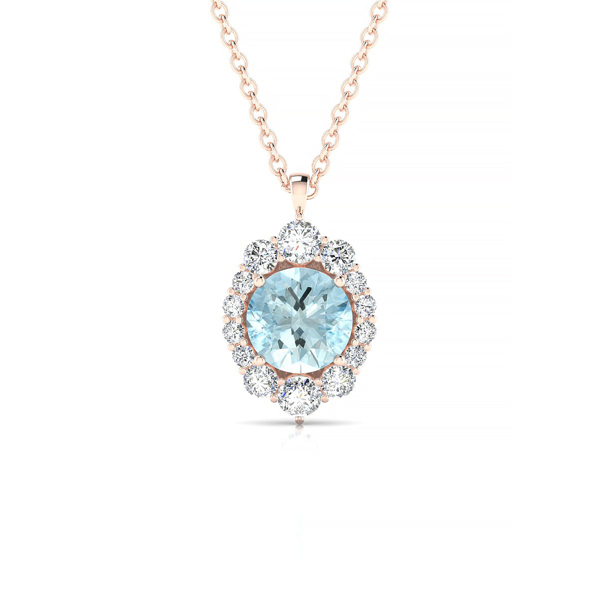 Romance | 18k Rose Gold 6 mm Round Aquamarine Pendant