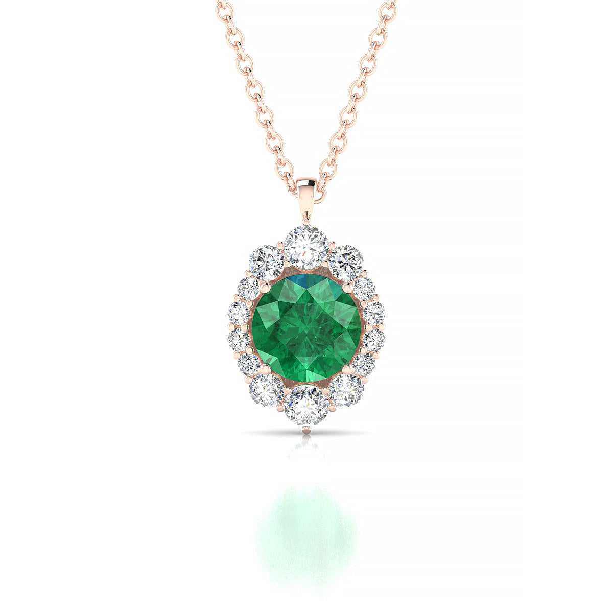 Romance | 18k Rose Gold 6 mm Round Emerald Pendant