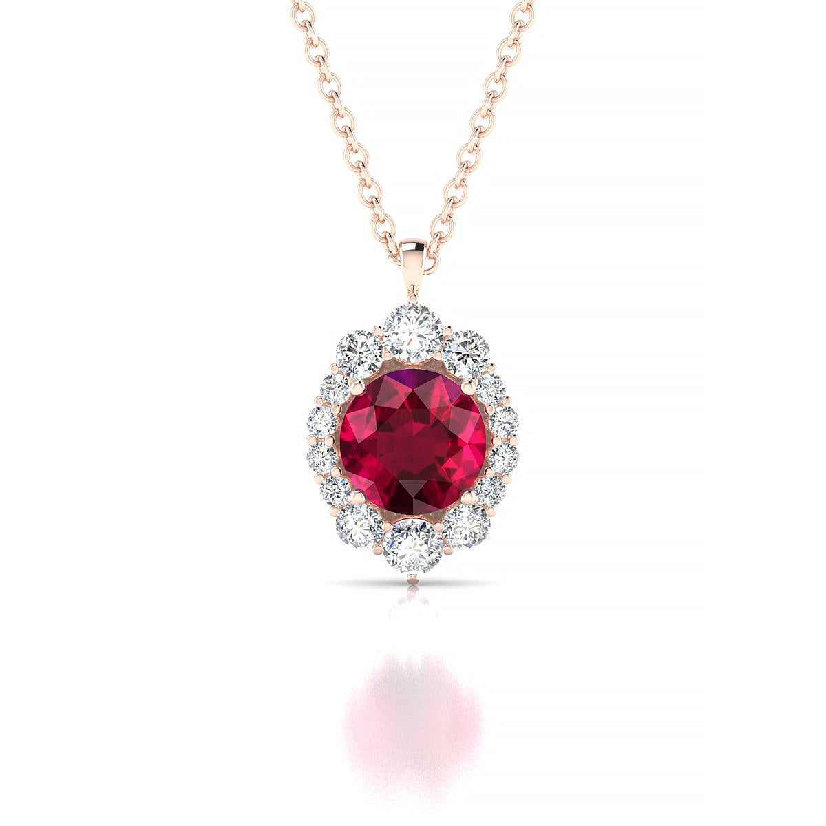 Romance | 18k Rose Gold 6 mm Round Ruby Pendant