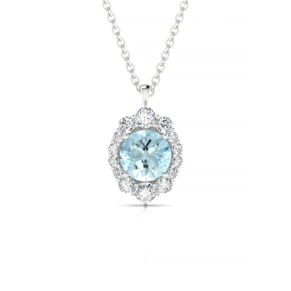 Romance | 18k White Gold 6 mm Round Aquamarine Pendant