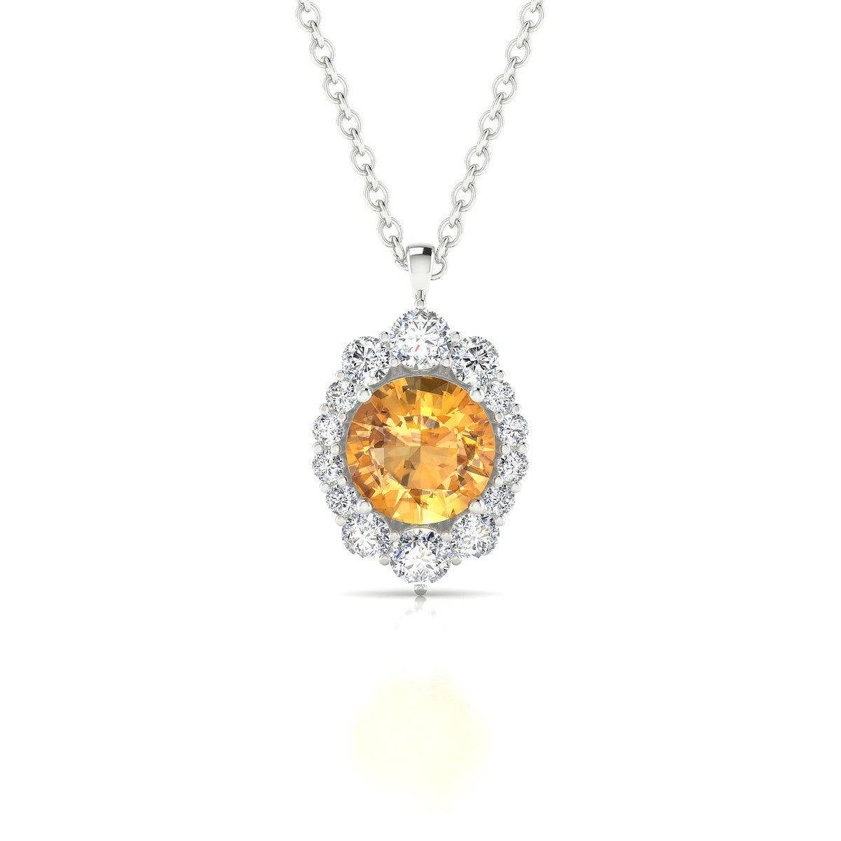 Romance | 18k White Gold 6 mm Round Citrine Pendant