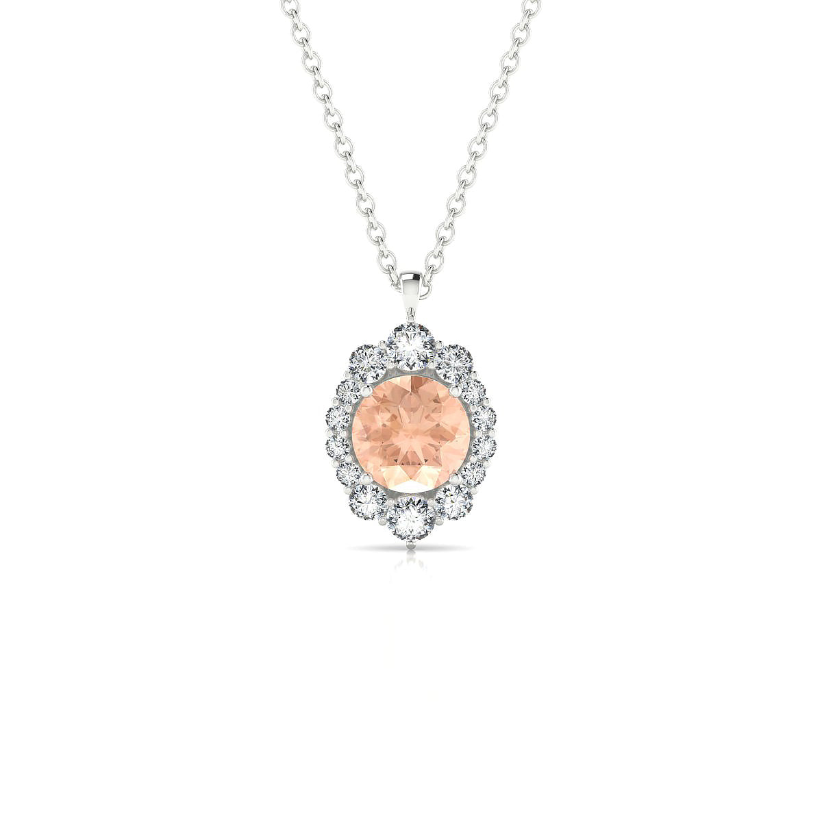 Romance | 18k White Gold 6 mm Round Morganite Pendant