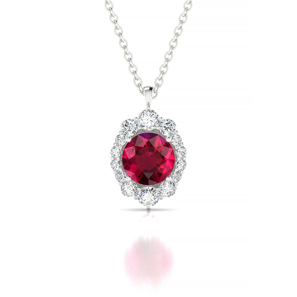 Romance | 18k White Gold 6 mm Round Ruby Pendant