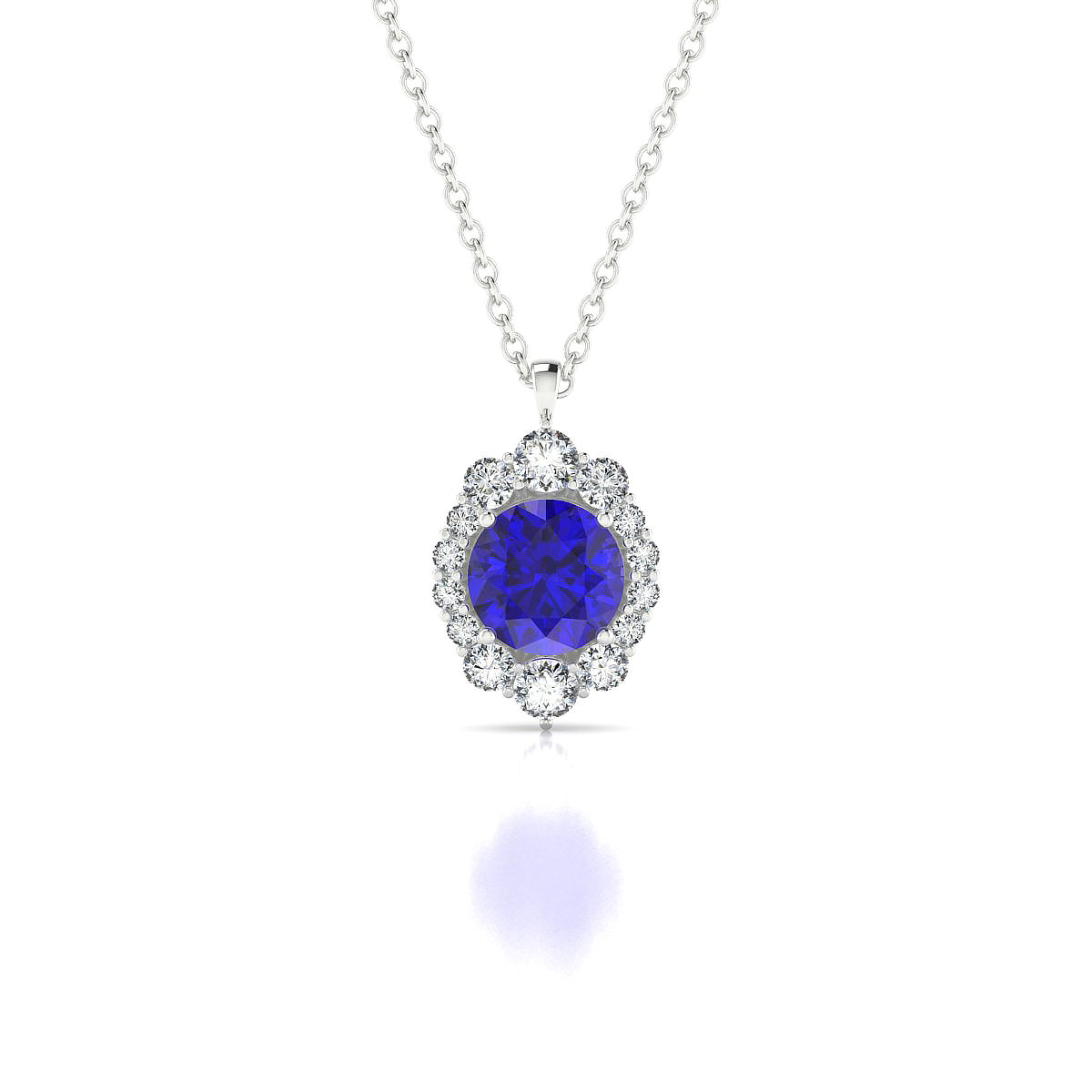 Romance | 18k White Gold 6 mm Round Tanzanite Pendant