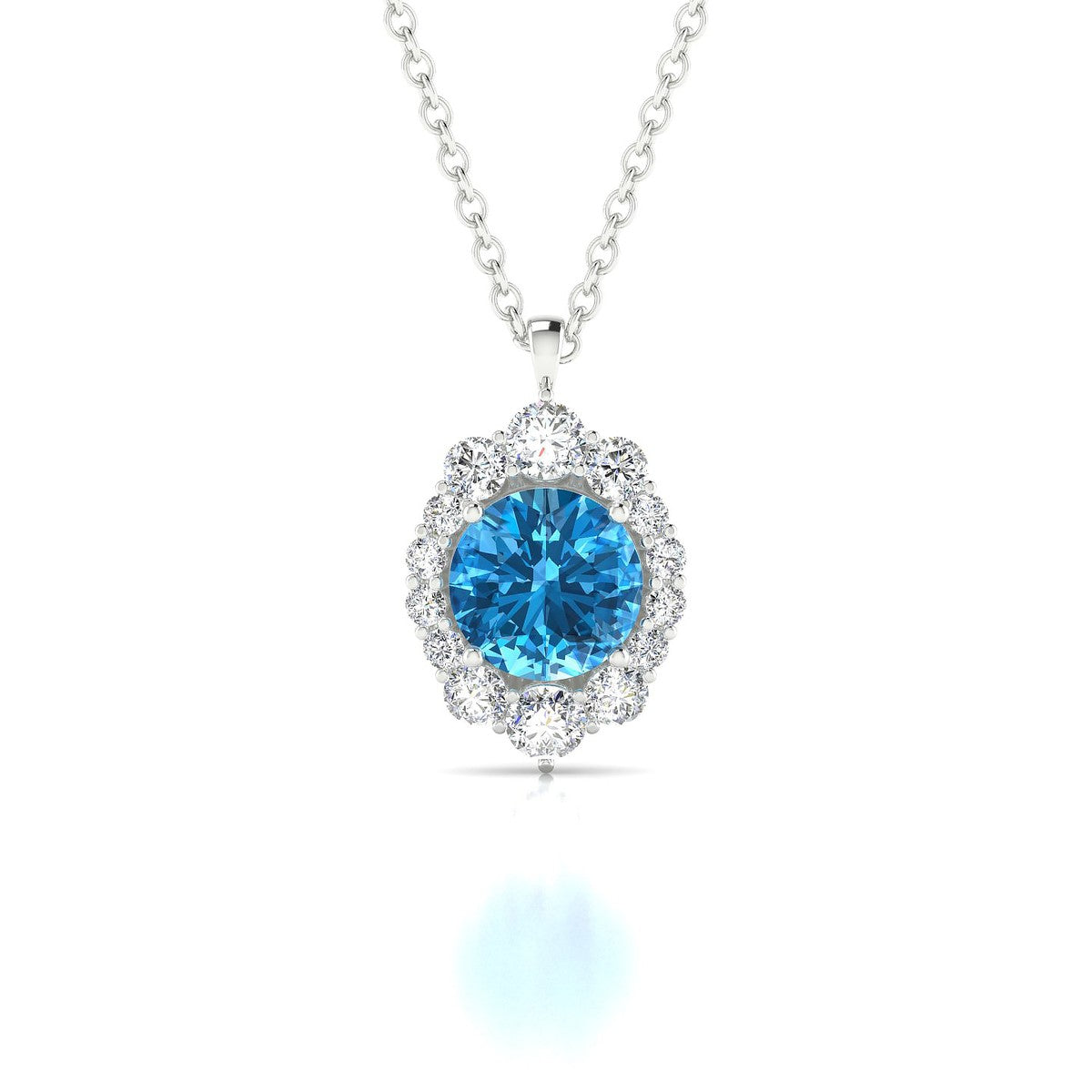 Romance | 18k White Gold 6 mm Round Topaz Pendant