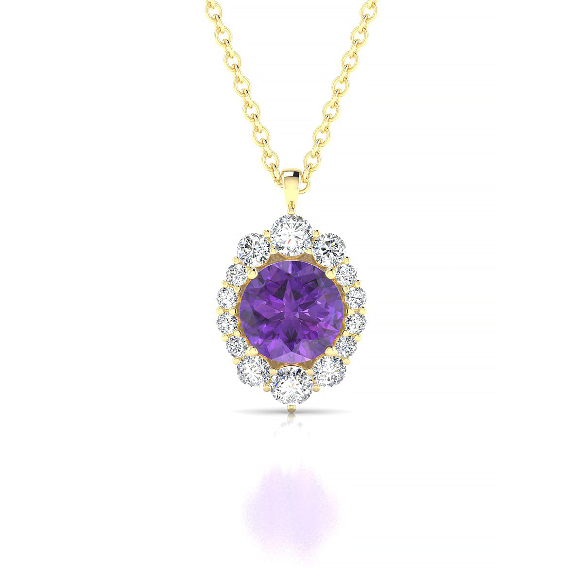 Romance | 18k Yellow Gold 6 mm Round Amethyst Pendant