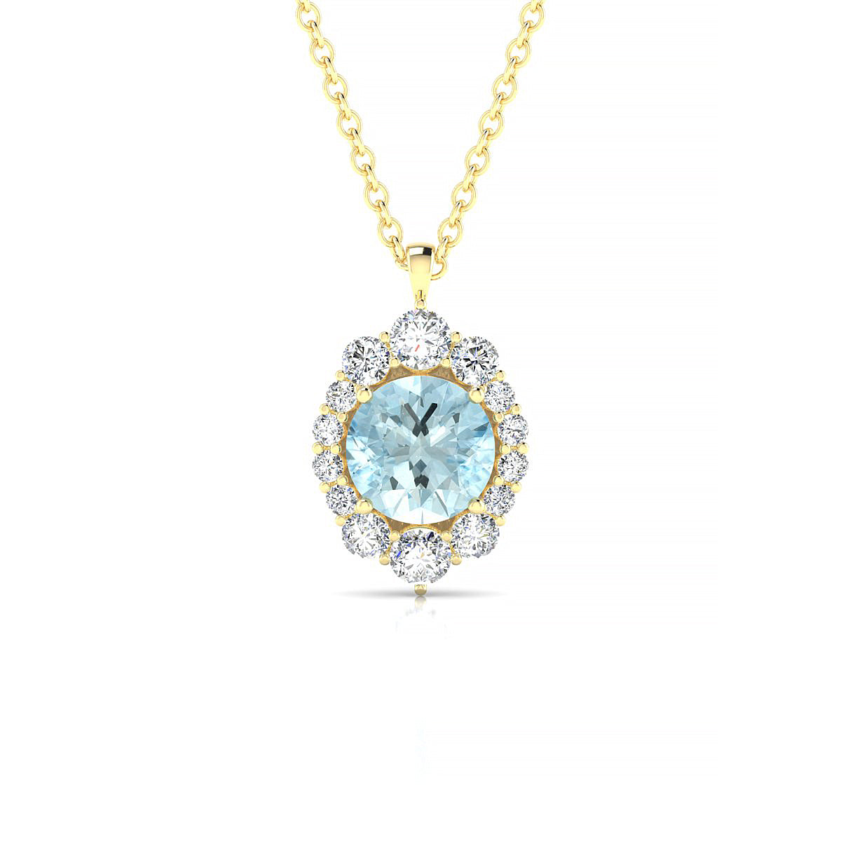 Romance | 18k Yellow Gold 6 mm Round Aquamarine Pendant