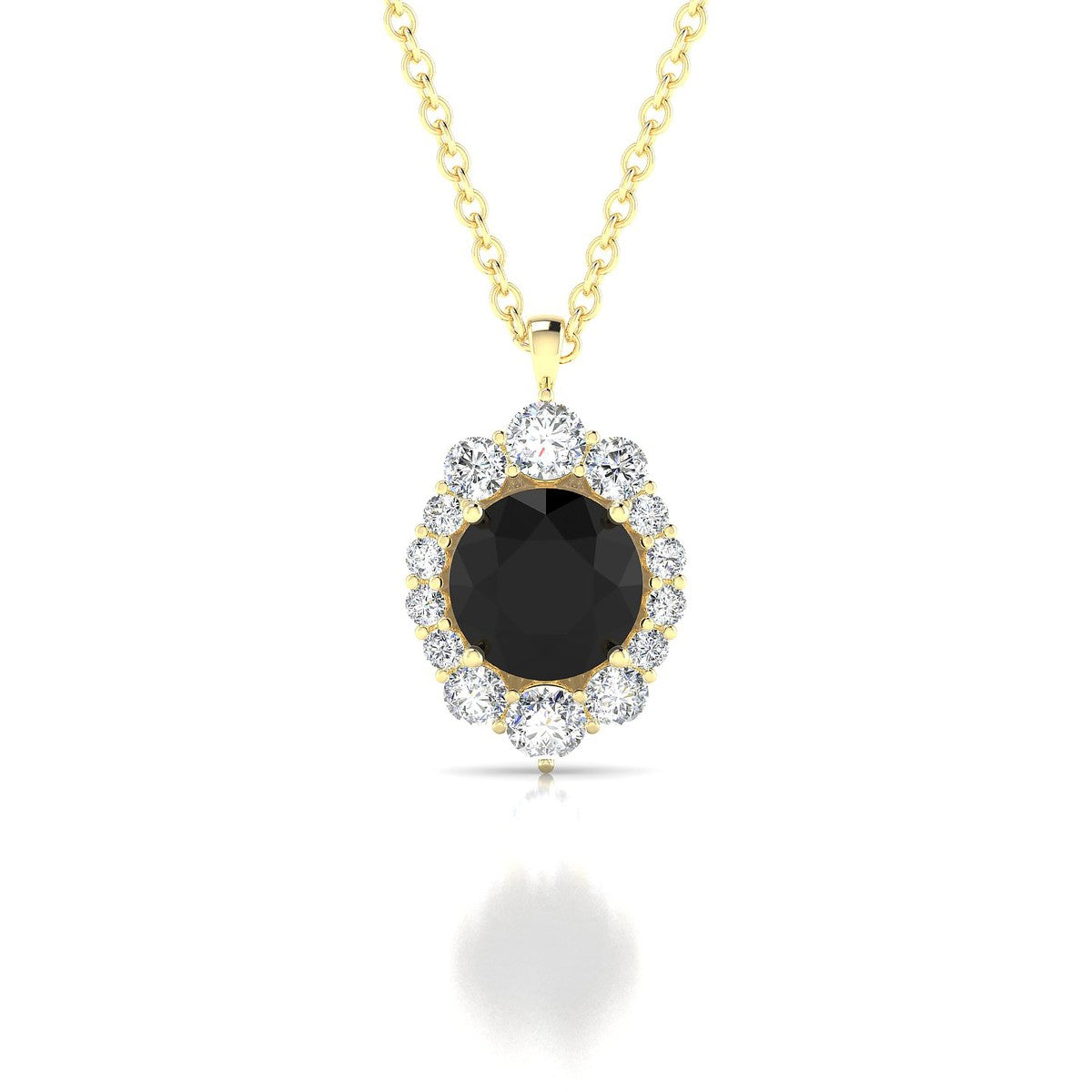 Romance | 18k Yellow Gold 6 mm Round Black Diamond Pendant