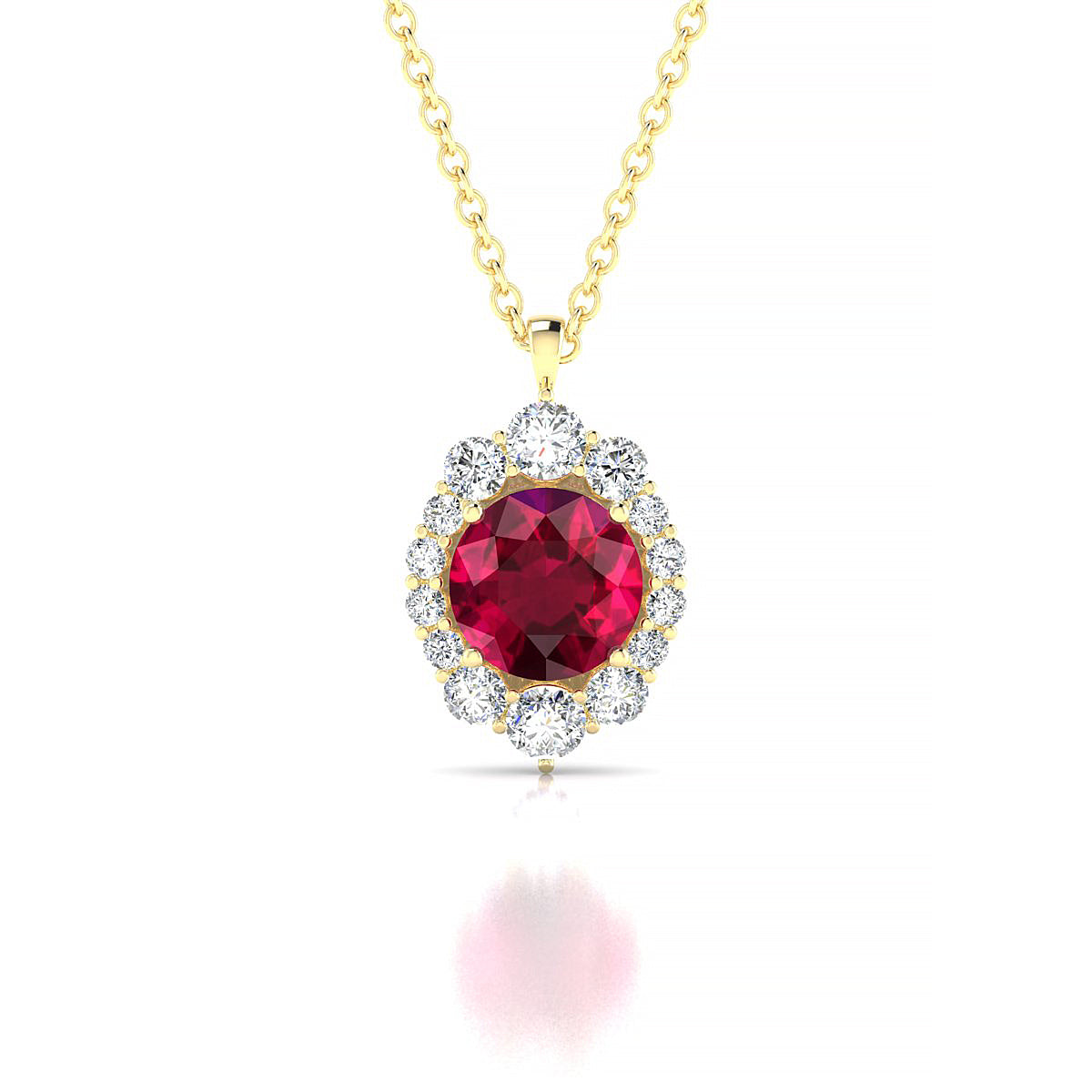 Romance | 18k Yellow Gold 6 mm Round Ruby Pendant