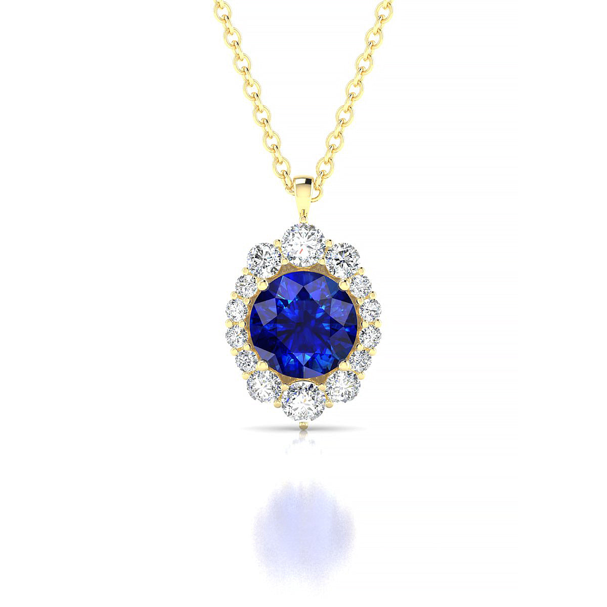 Romance | 18k Yellow Gold 6 mm Round Sapphire Pendant