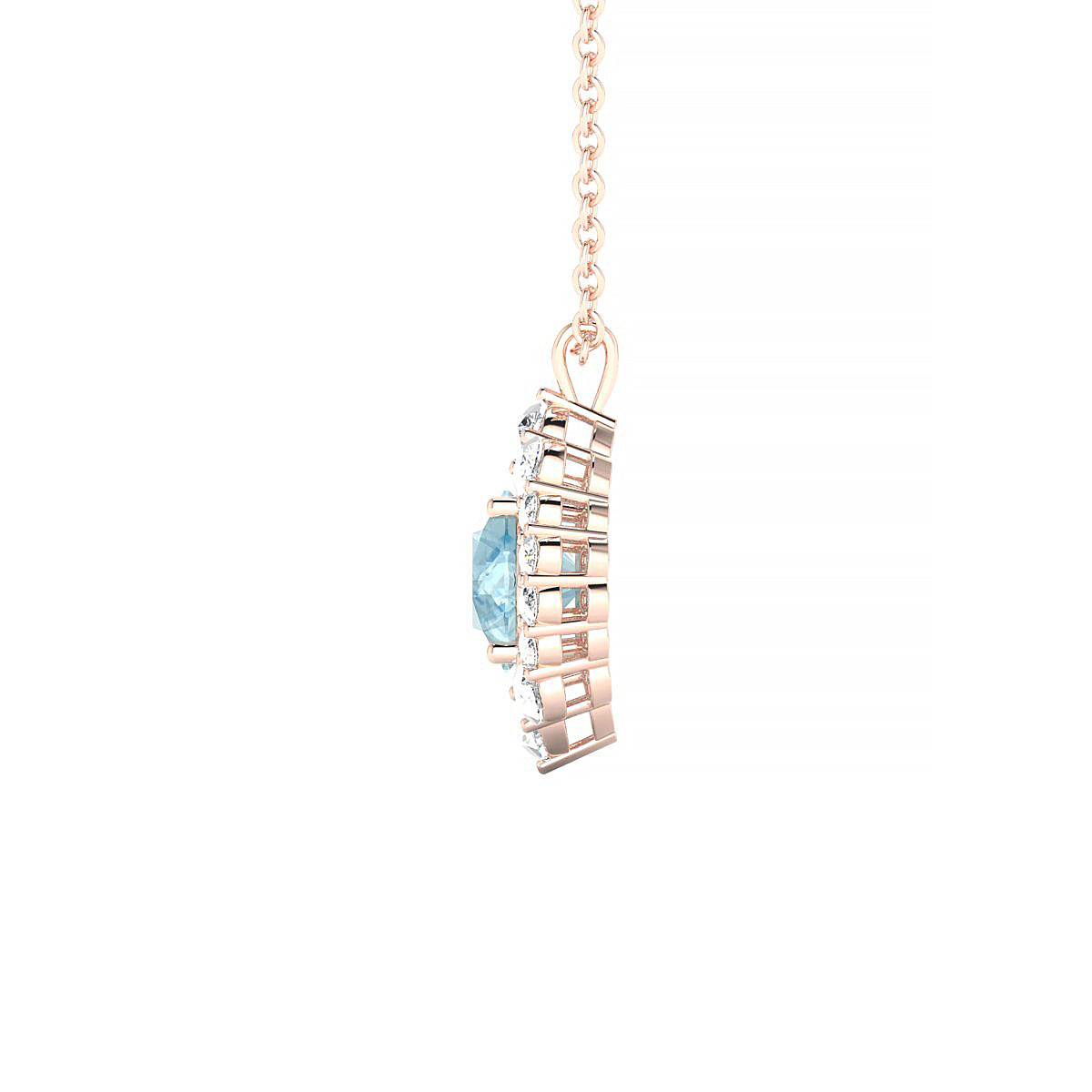 Romance | 18k Rose Gold 6 mm Round Aquamarine Pendant