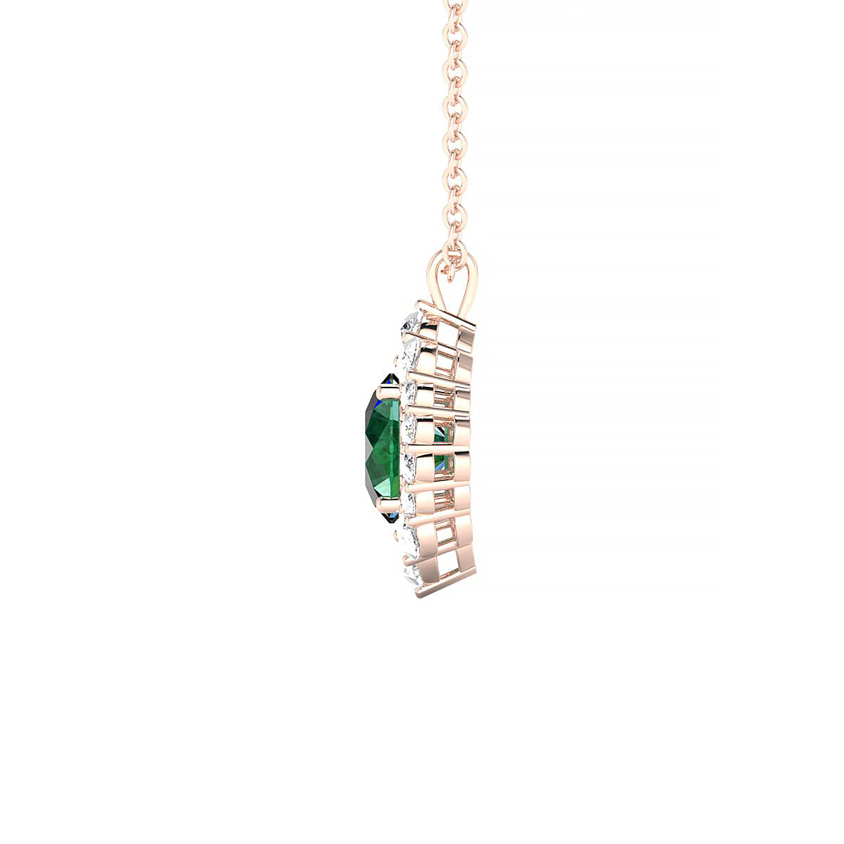 Romance | 18k Rose Gold 6 mm Round Emerald Pendant