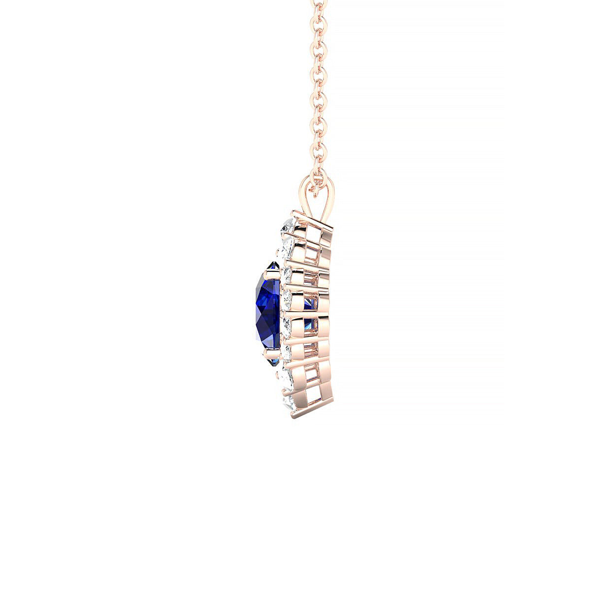 Romance | 18k Rose Gold 6 mm Round Sapphire Pendant