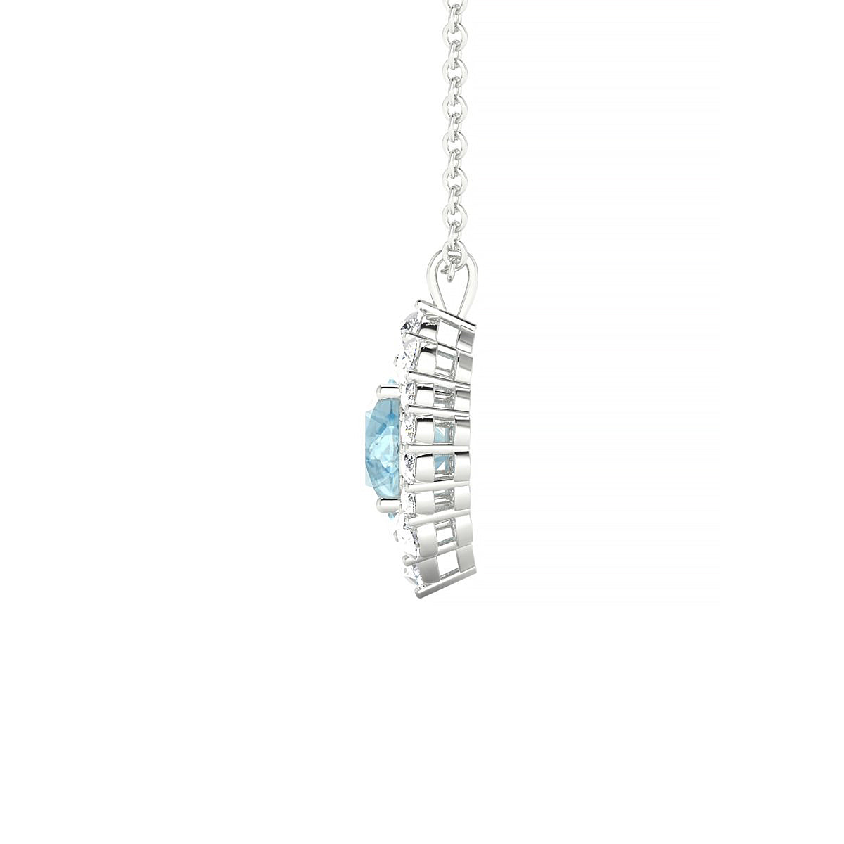 Romance | 18k White Gold 6 mm Round Aquamarine Pendant
