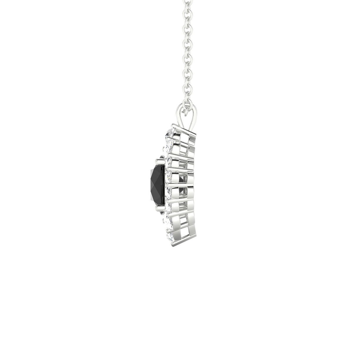 Romance | 18k White Gold 6 mm Round Black Diamond Pendant