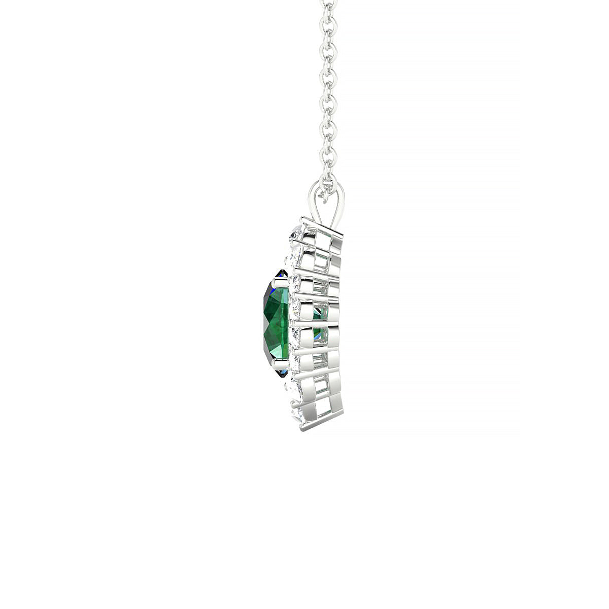 Romance | 18k White Gold 6 mm Round Emerald Pendant