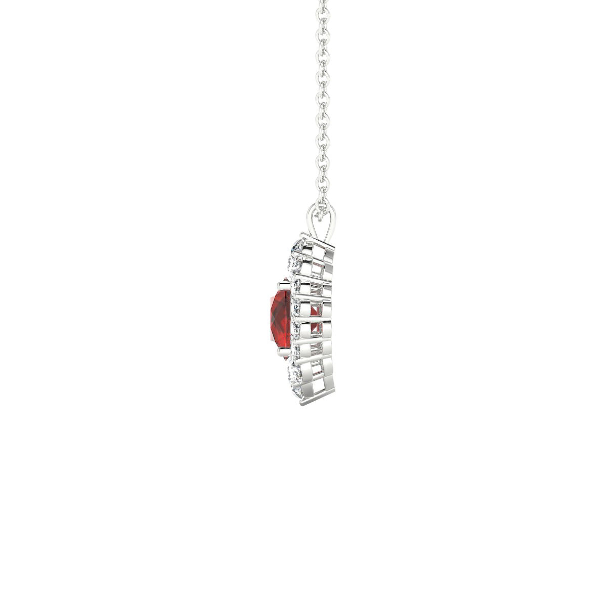 Romance | 18k White Gold 6 mm Round Garnet Pendant