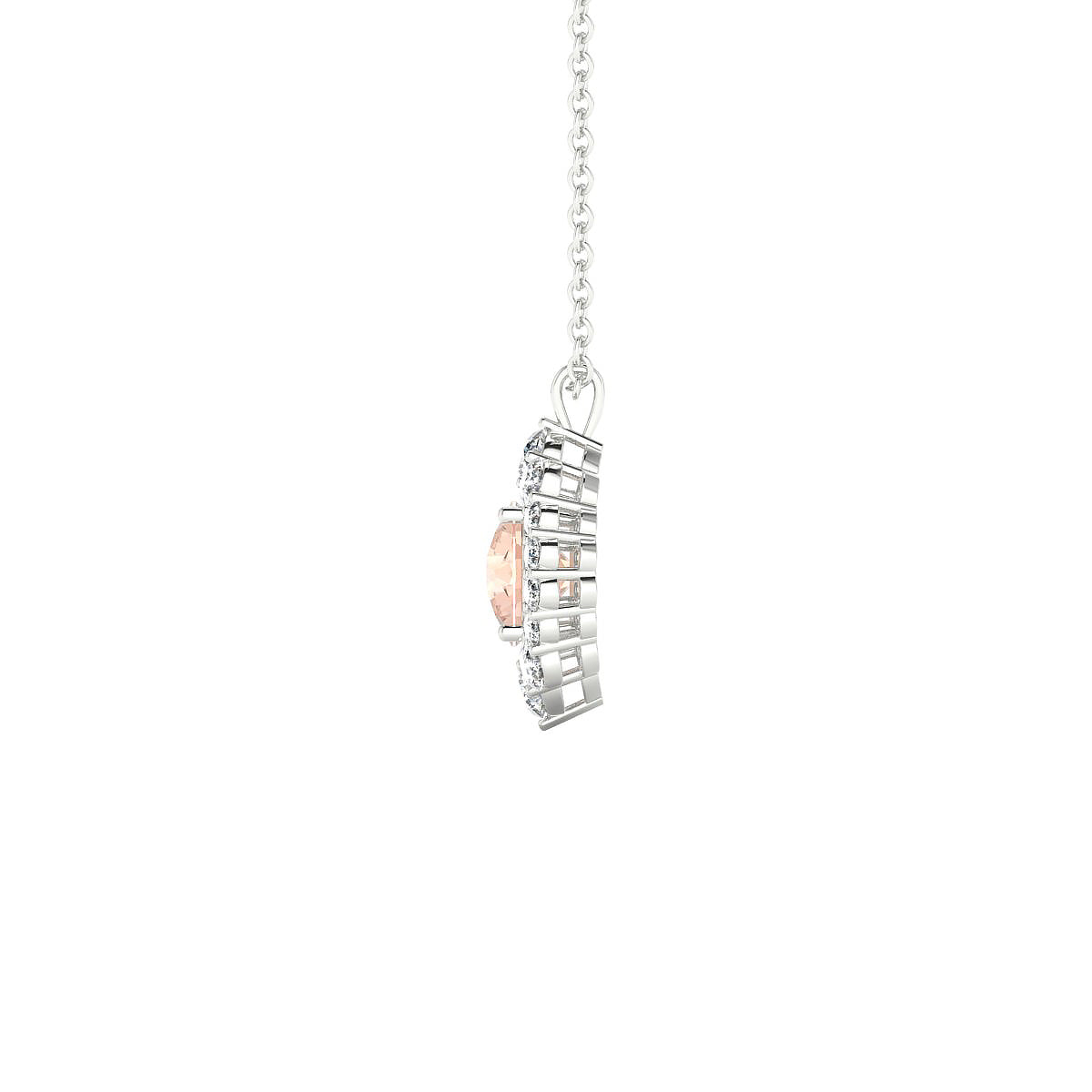 Romance | 18k White Gold 6 mm Round Morganite Pendant