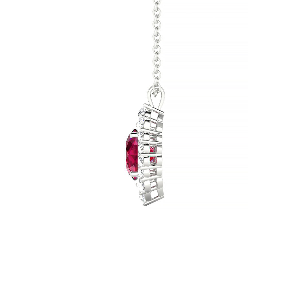 Romance | 18k White Gold 6 mm Round Ruby Pendant