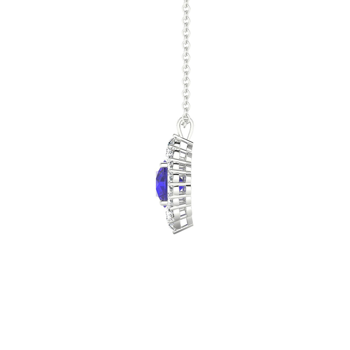 Romance | 18k White Gold 6 mm Round Tanzanite Pendant