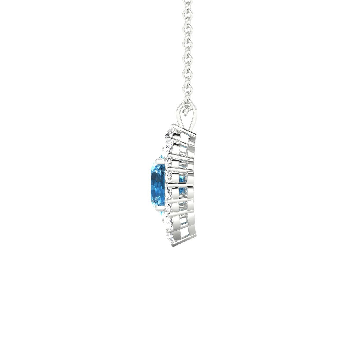 Romance | 18k White Gold 6 mm Round Topaz Pendant