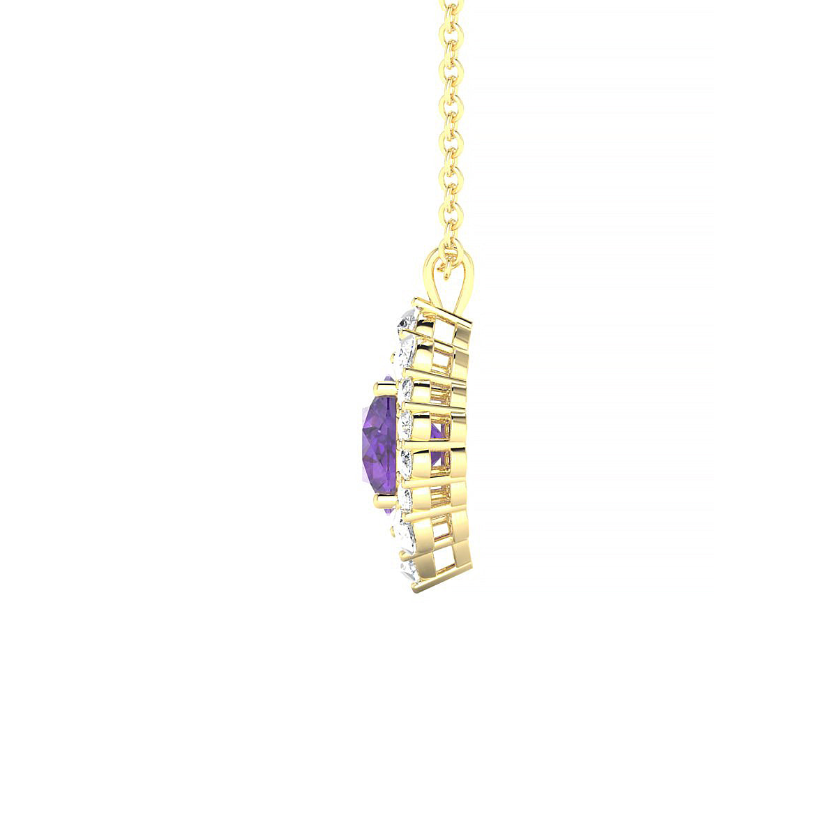 Romance | 18k Yellow Gold 6 mm Round Amethyst Pendant