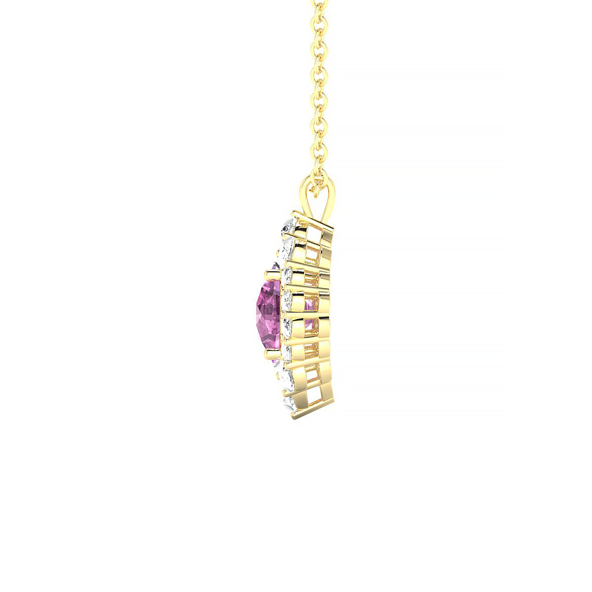 Romance | 18k Yellow Gold 6 mm Round Pink Sapphire Pendant