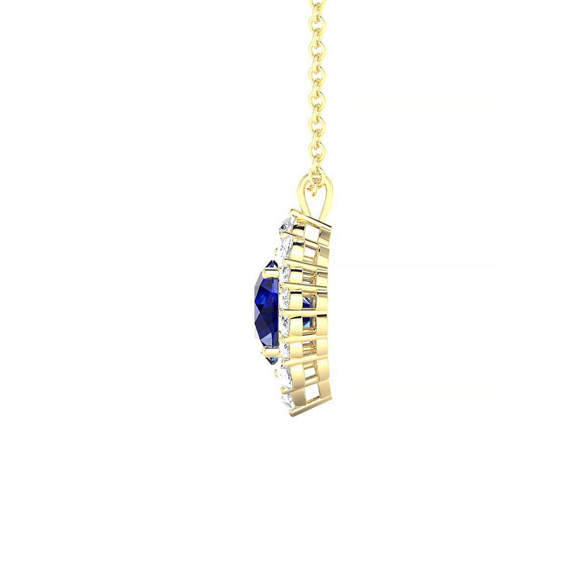 Romance | 18k Yellow Gold 6 mm Round Sapphire Pendant