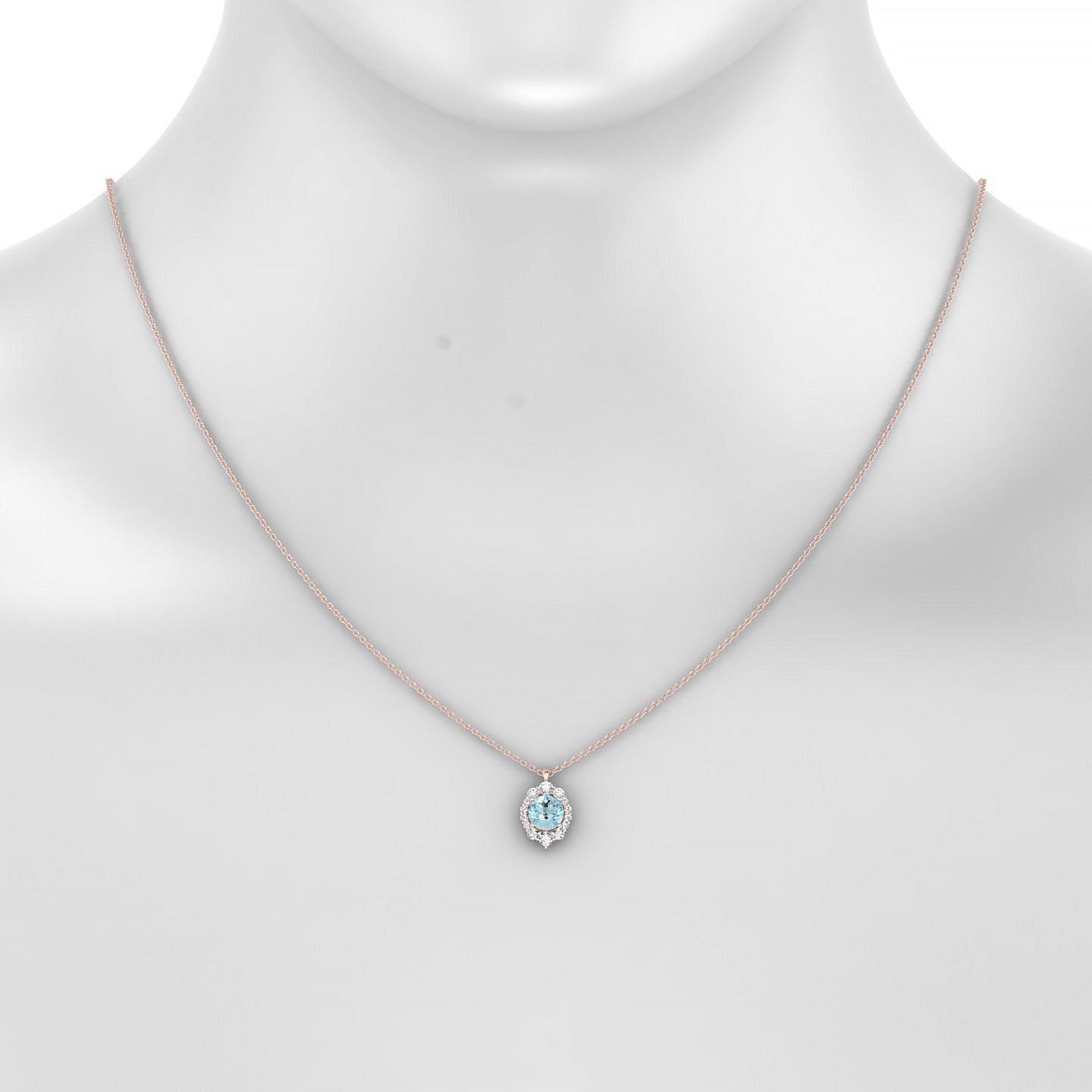 Romance | 18k Rose Gold 6 mm Round Aquamarine Pendant