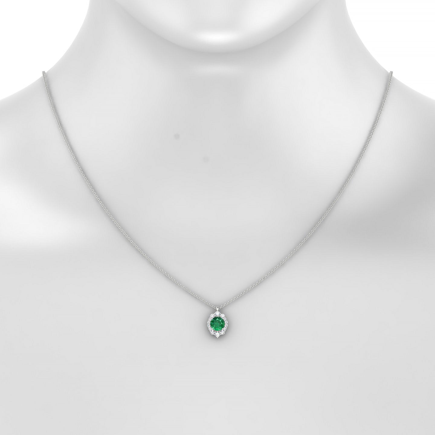 Romance | 18k White Gold 6 mm Round Emerald Pendant