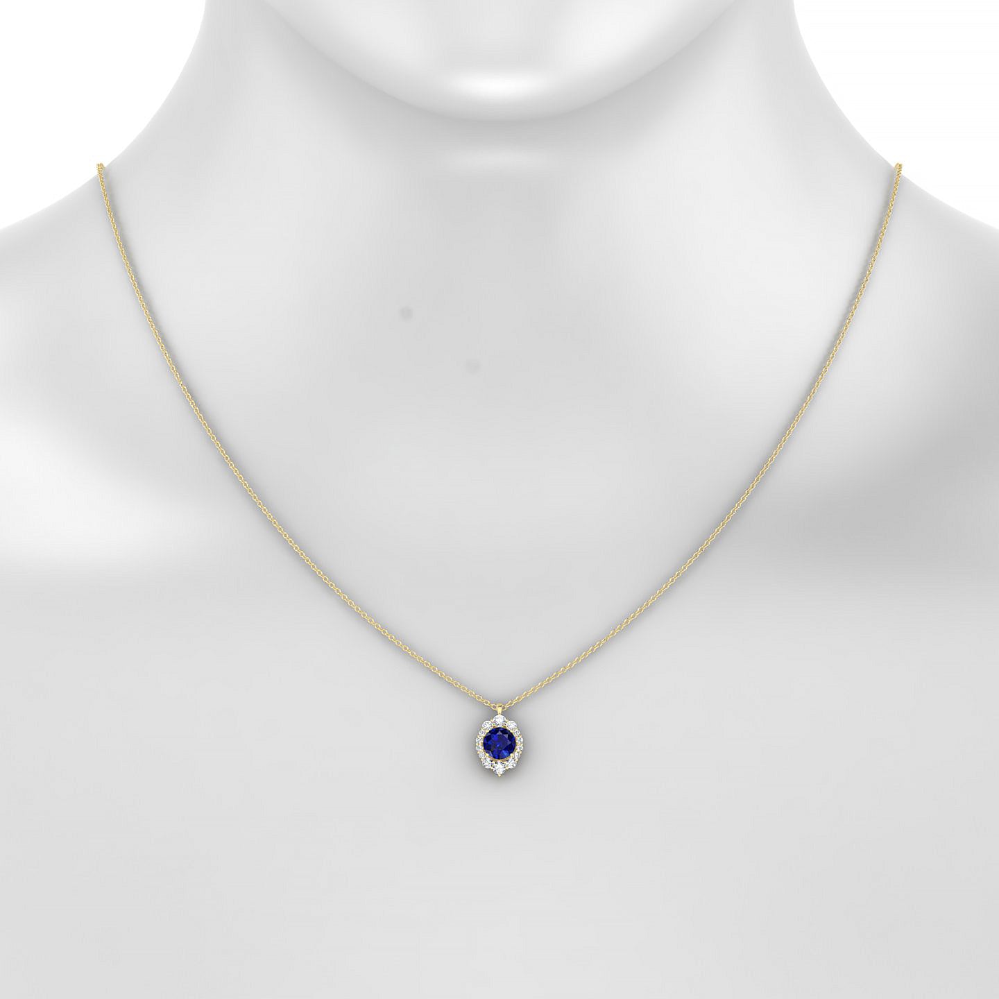 Romance | 18k Yellow Gold 6 mm Round Sapphire Pendant