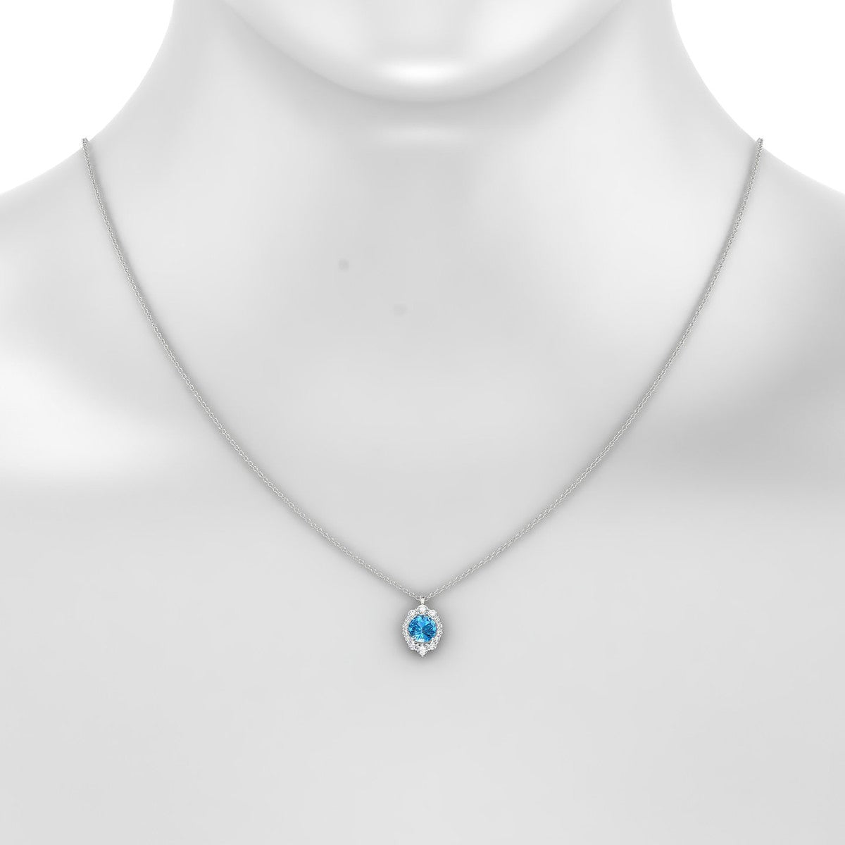 Romance | 18k White Gold 6 mm Round Topaz Pendant