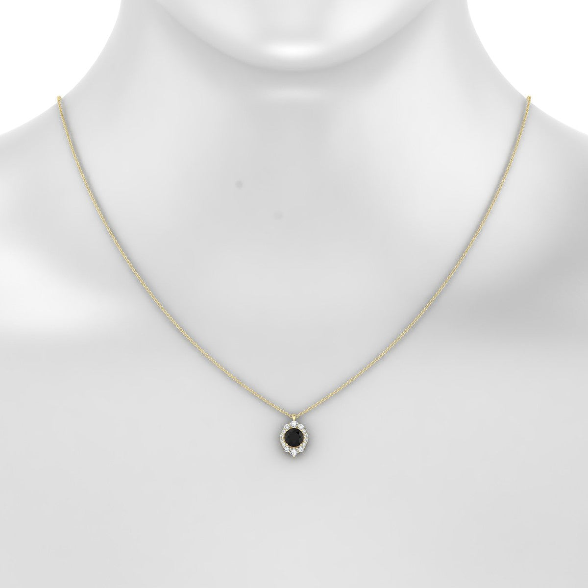 Romance | 18k Yellow Gold 6 mm Round Black Diamond Pendant