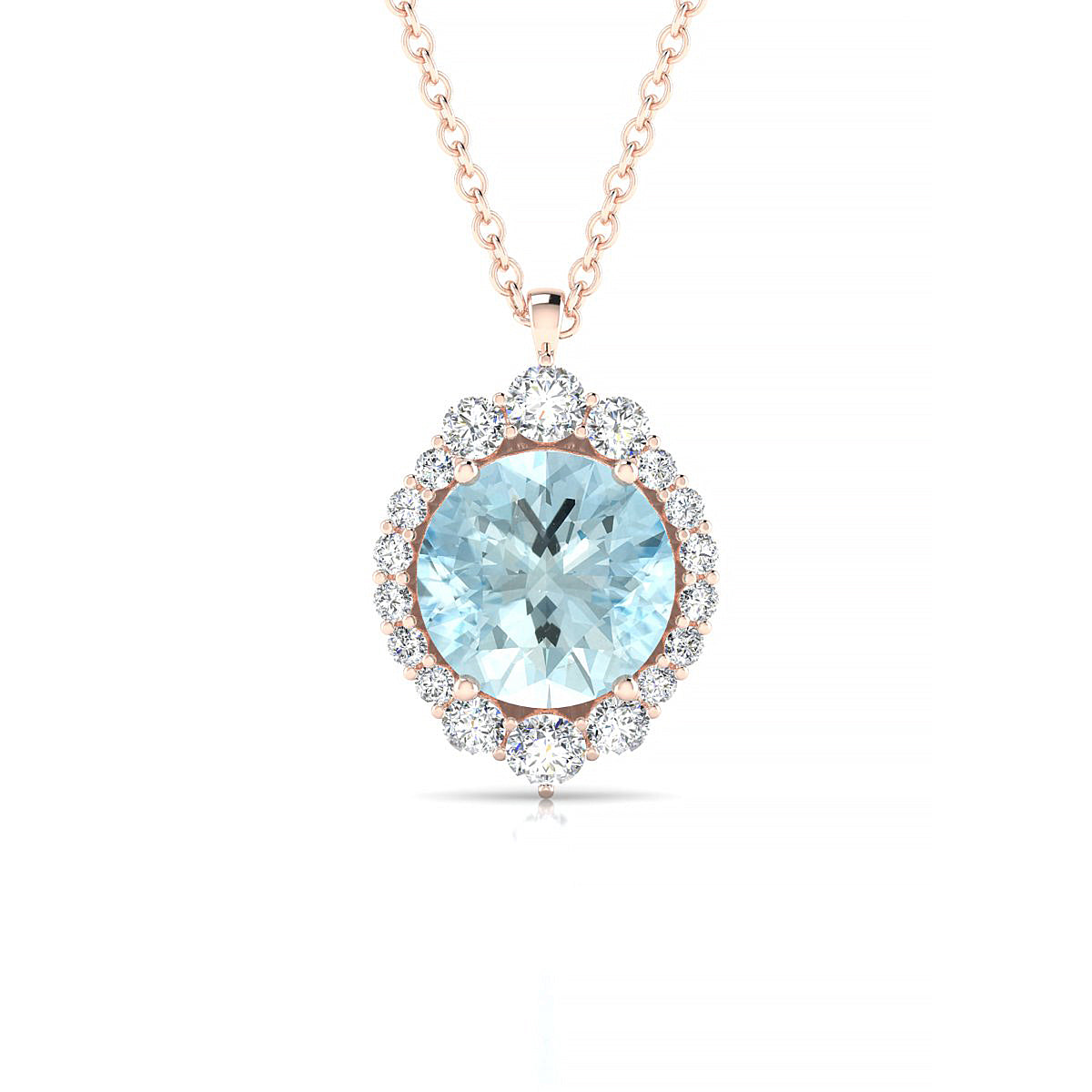 Romance | 18k Rose Gold 8 mm Round Aquamarine Pendant