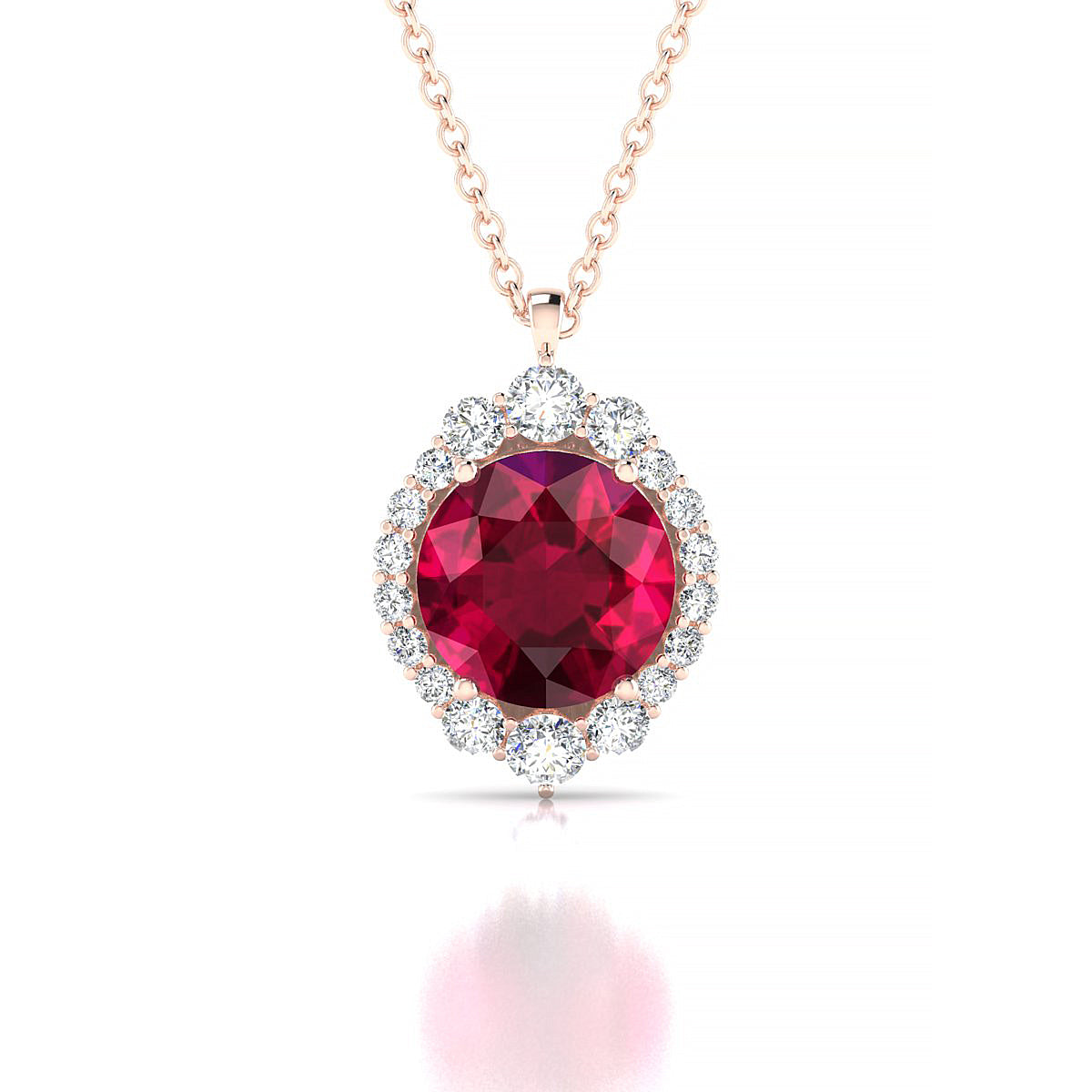 Romance | 18k Rose Gold 8 mm Round Ruby Pendant