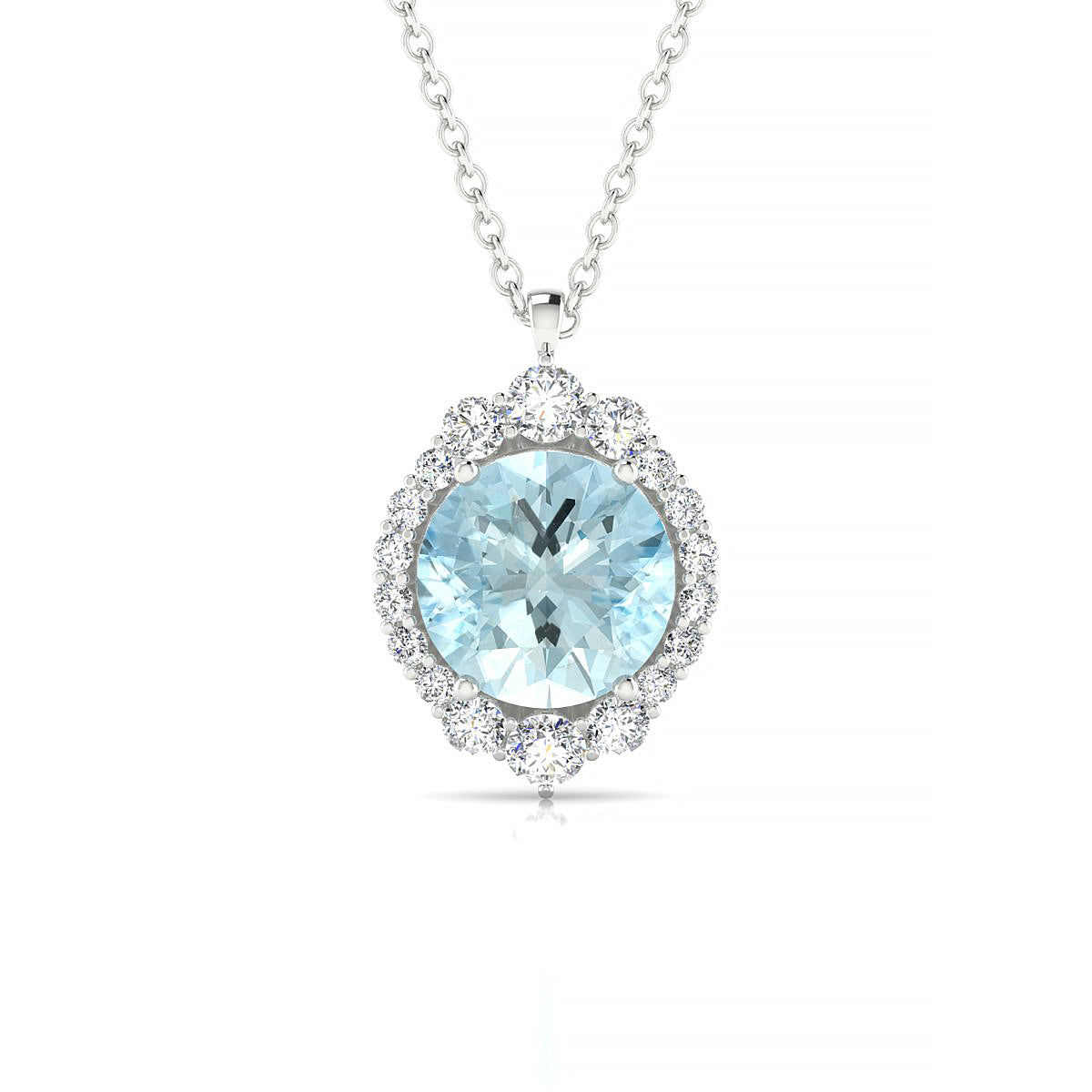 Romance | 18k White Gold 8 mm Round Aquamarine Pendant
