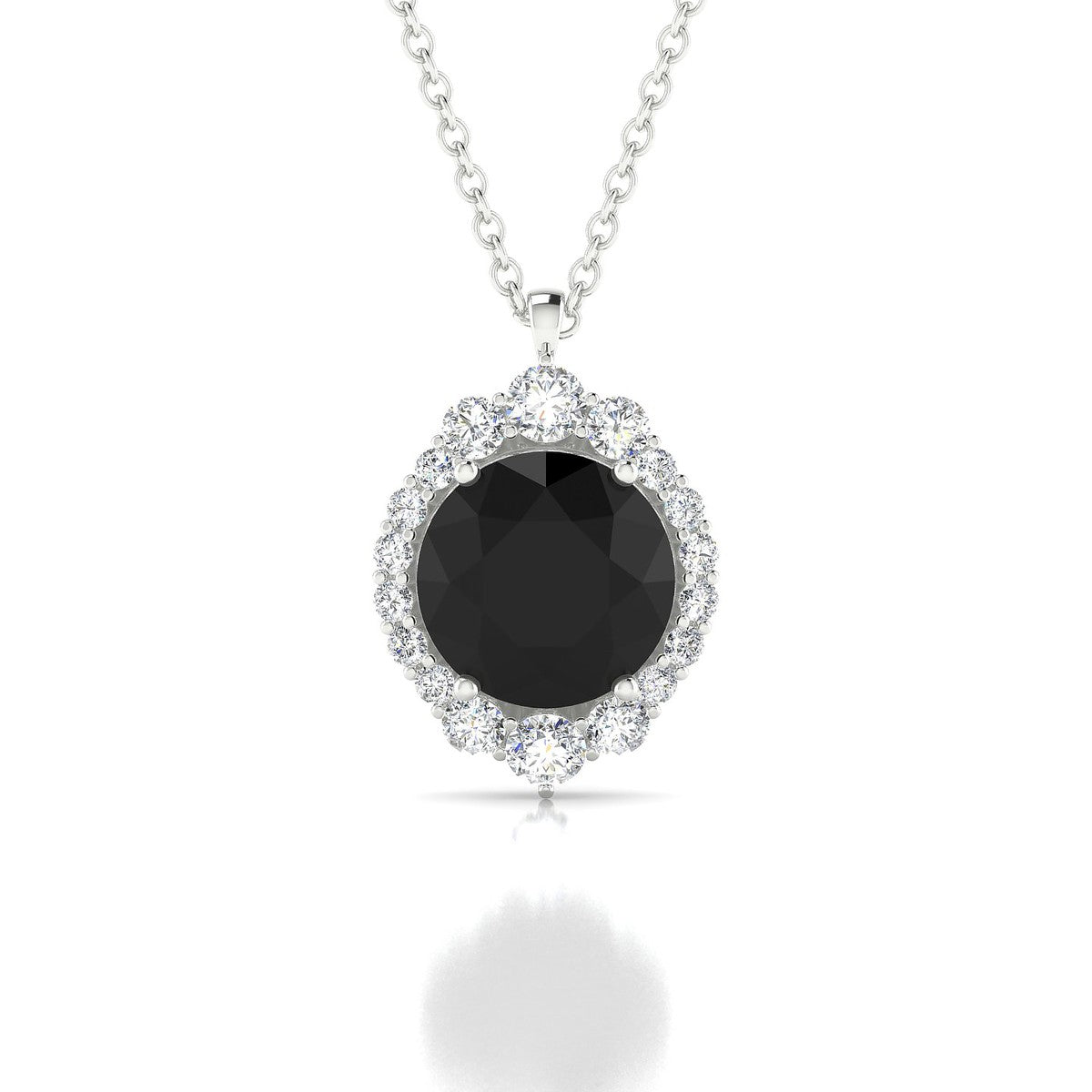Romance | 18k White Gold 8 mm Round Black Diamond Pendant