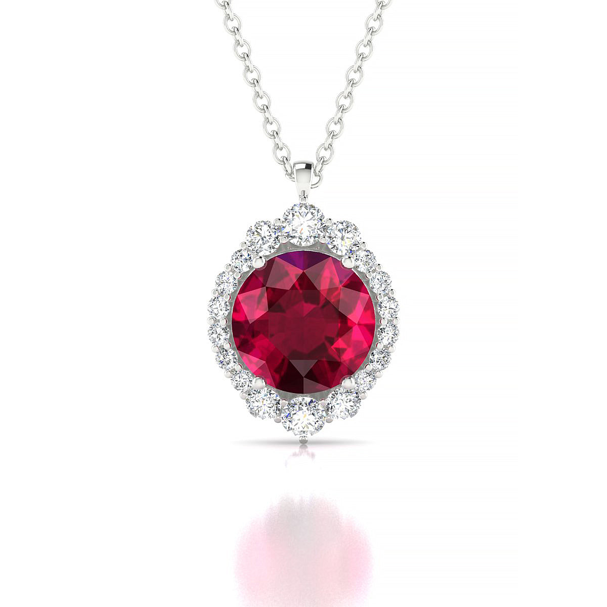 Romance | 18k White Gold 8 mm Round Ruby Pendant