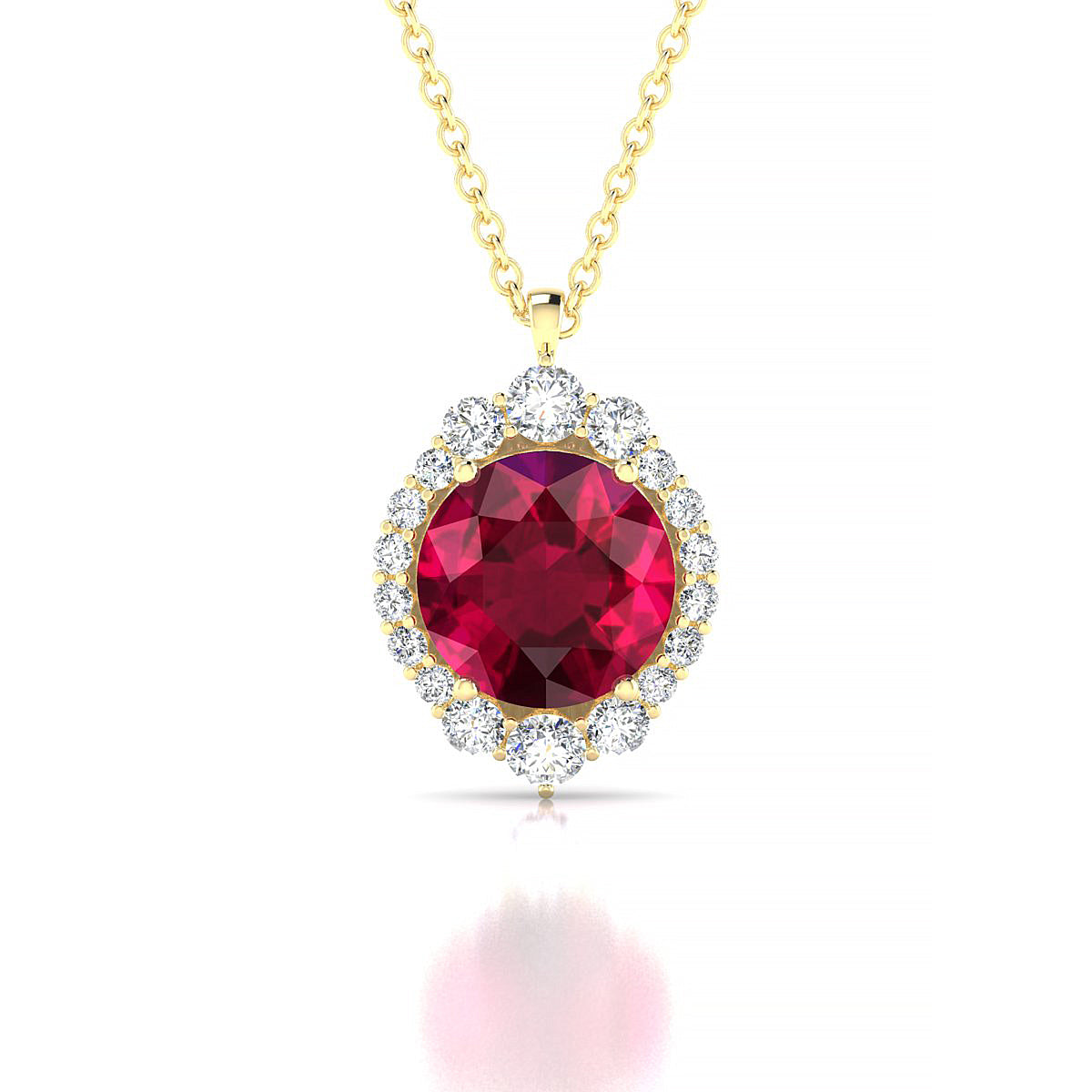 Romance | 18k Yellow Gold 8 mm Round Ruby Pendant
