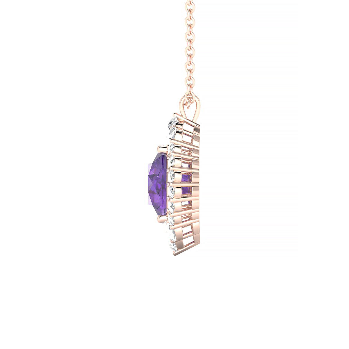 Romance | 18k Rose Gold 8 mm Round Amethyst Pendant