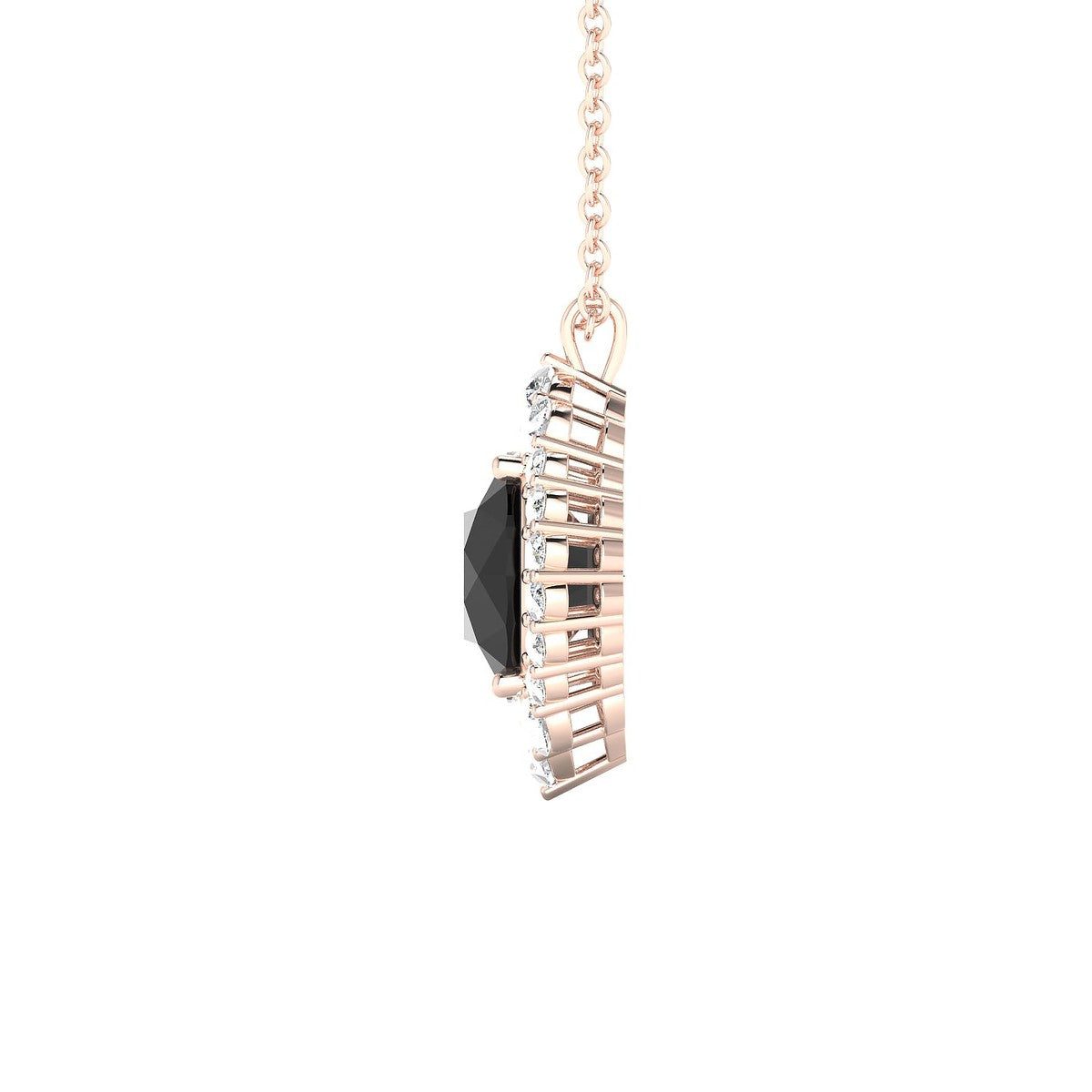 Romance | 18k Rose Gold 8 mm Round Black Diamond Pendant