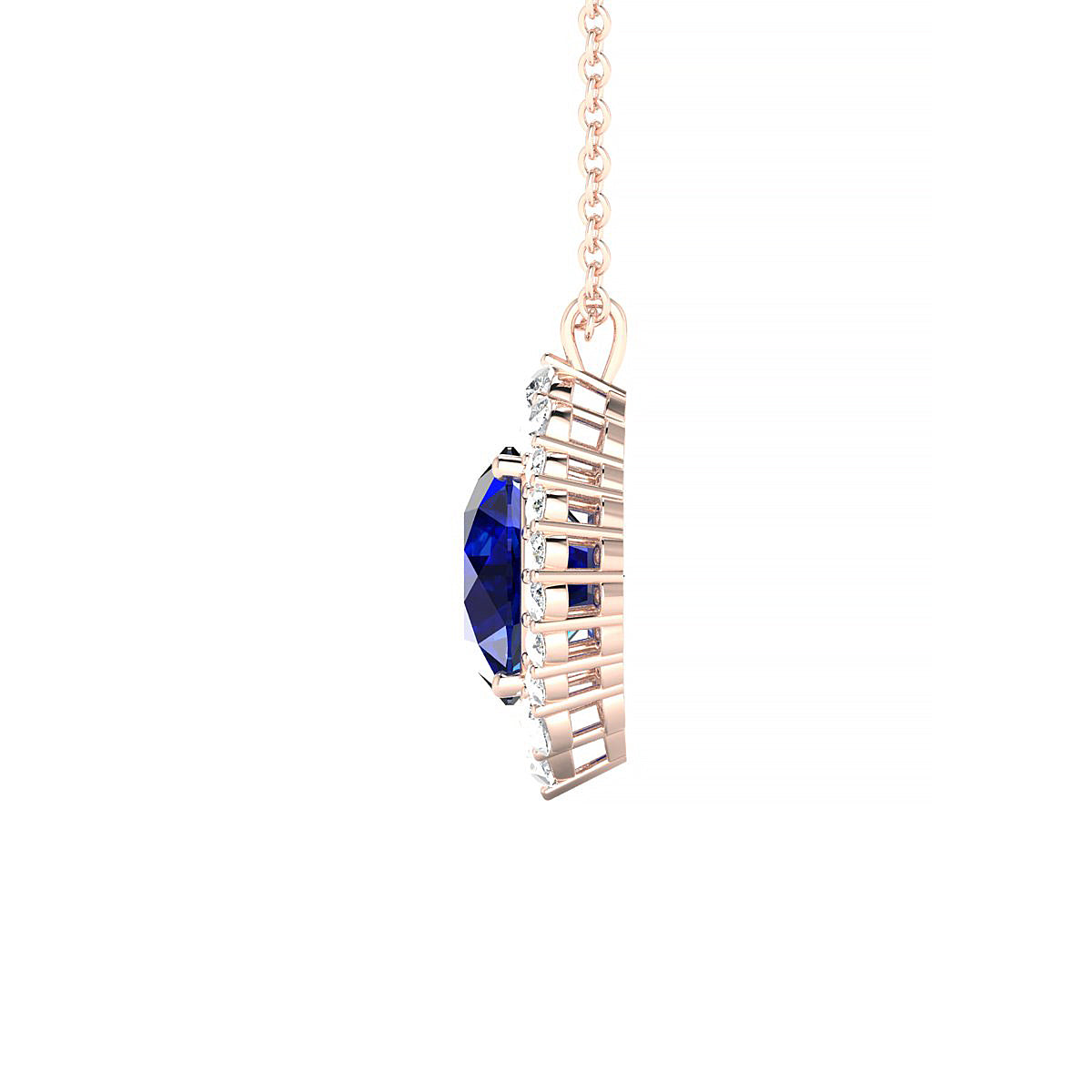 Romance | 18k Rose Gold 8 mm Round Sapphire Pendant