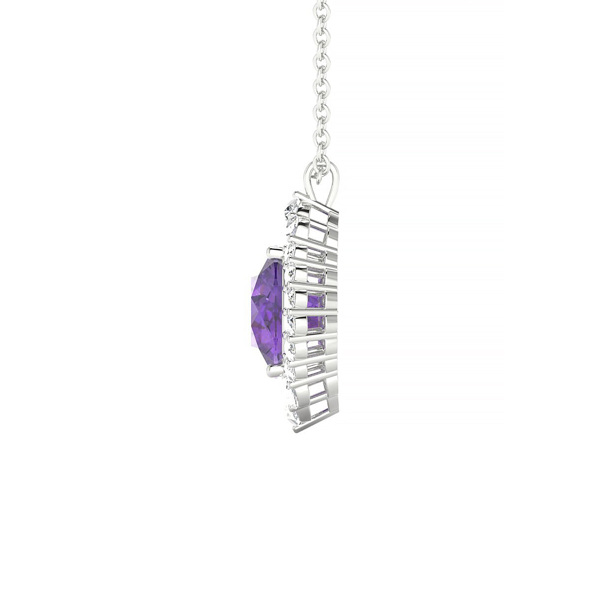 Romance | 18k White Gold 8 mm Round Amethyst Pendant