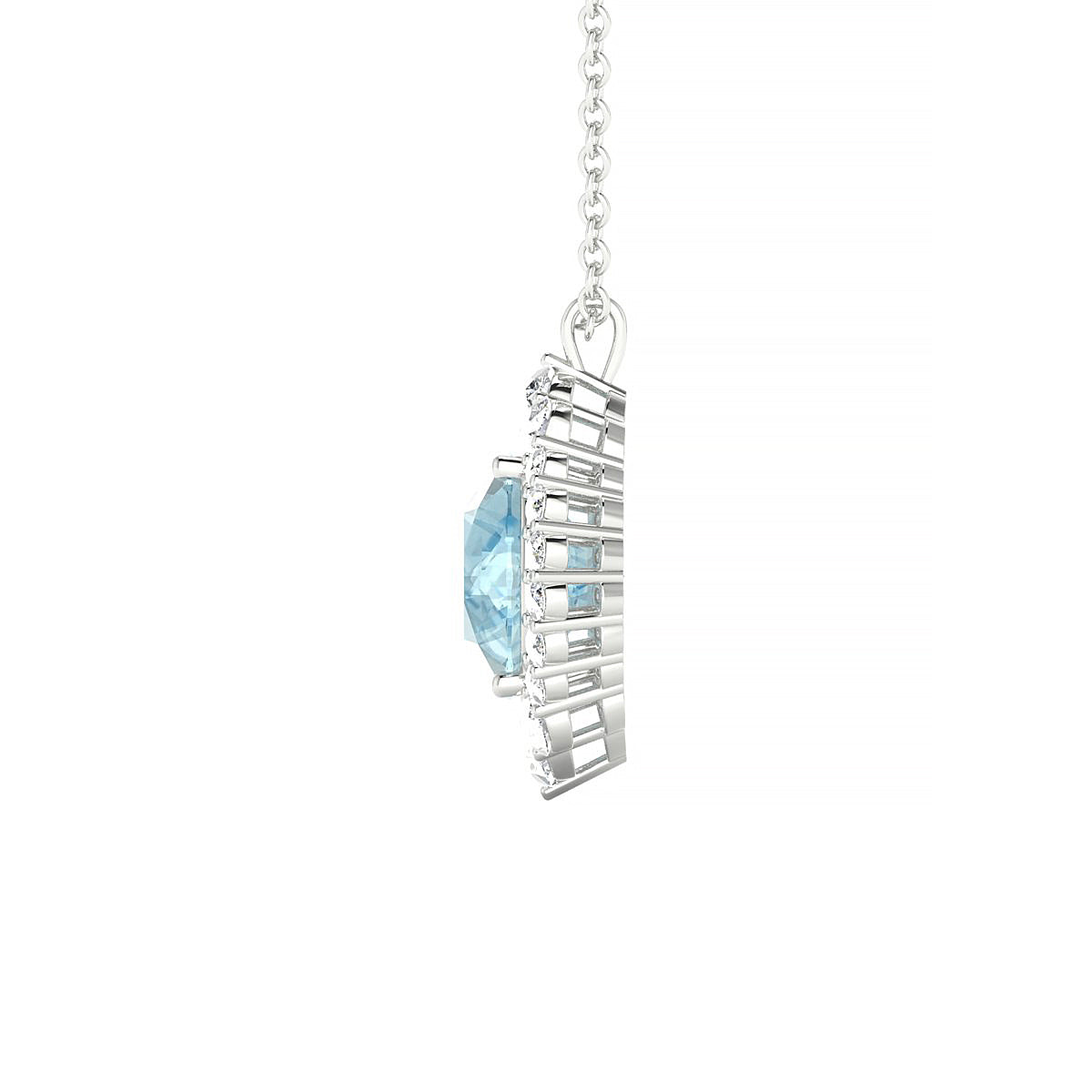 Romance | 18k White Gold 8 mm Round Aquamarine Pendant