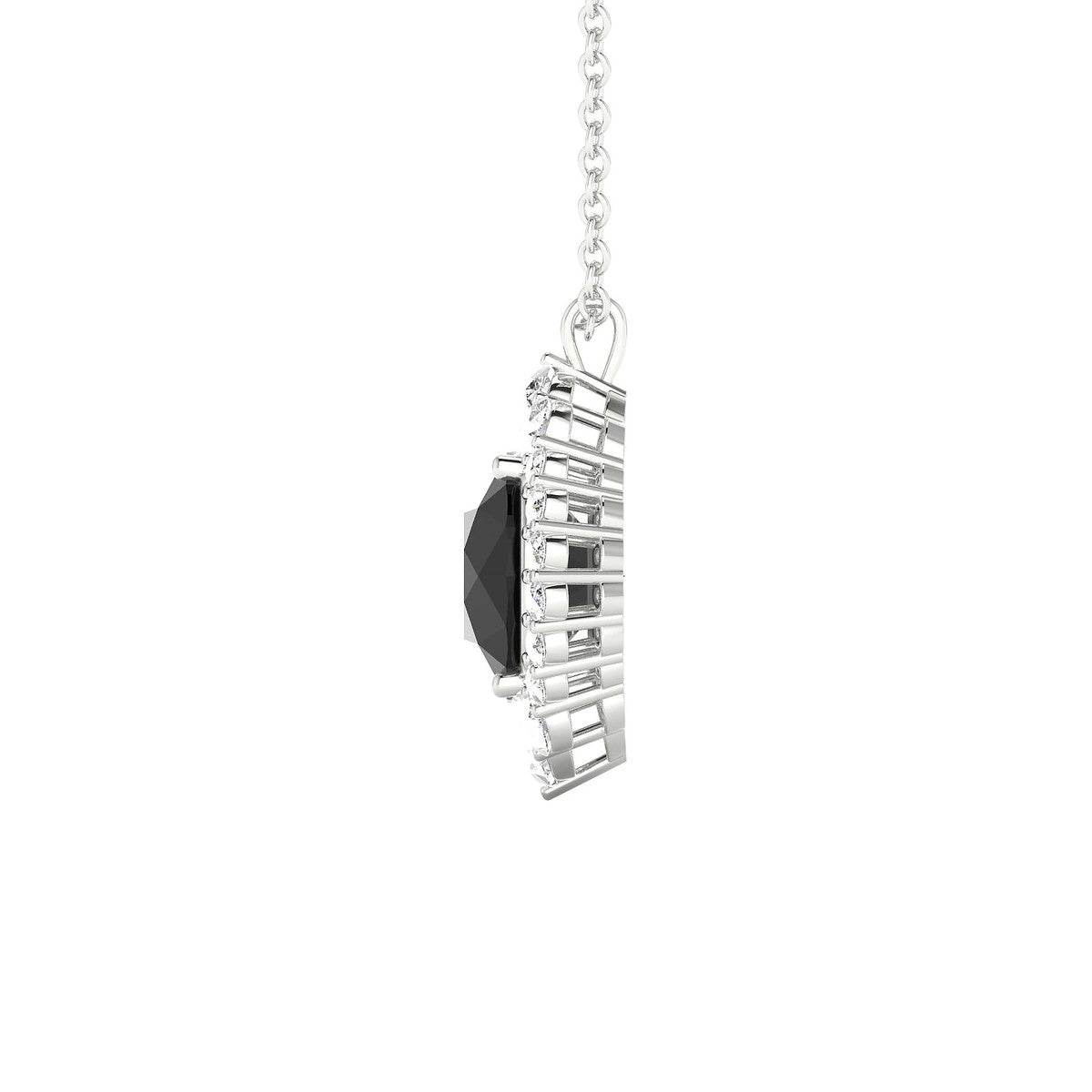 Romance | 18k White Gold 8 mm Round Black Diamond Pendant
